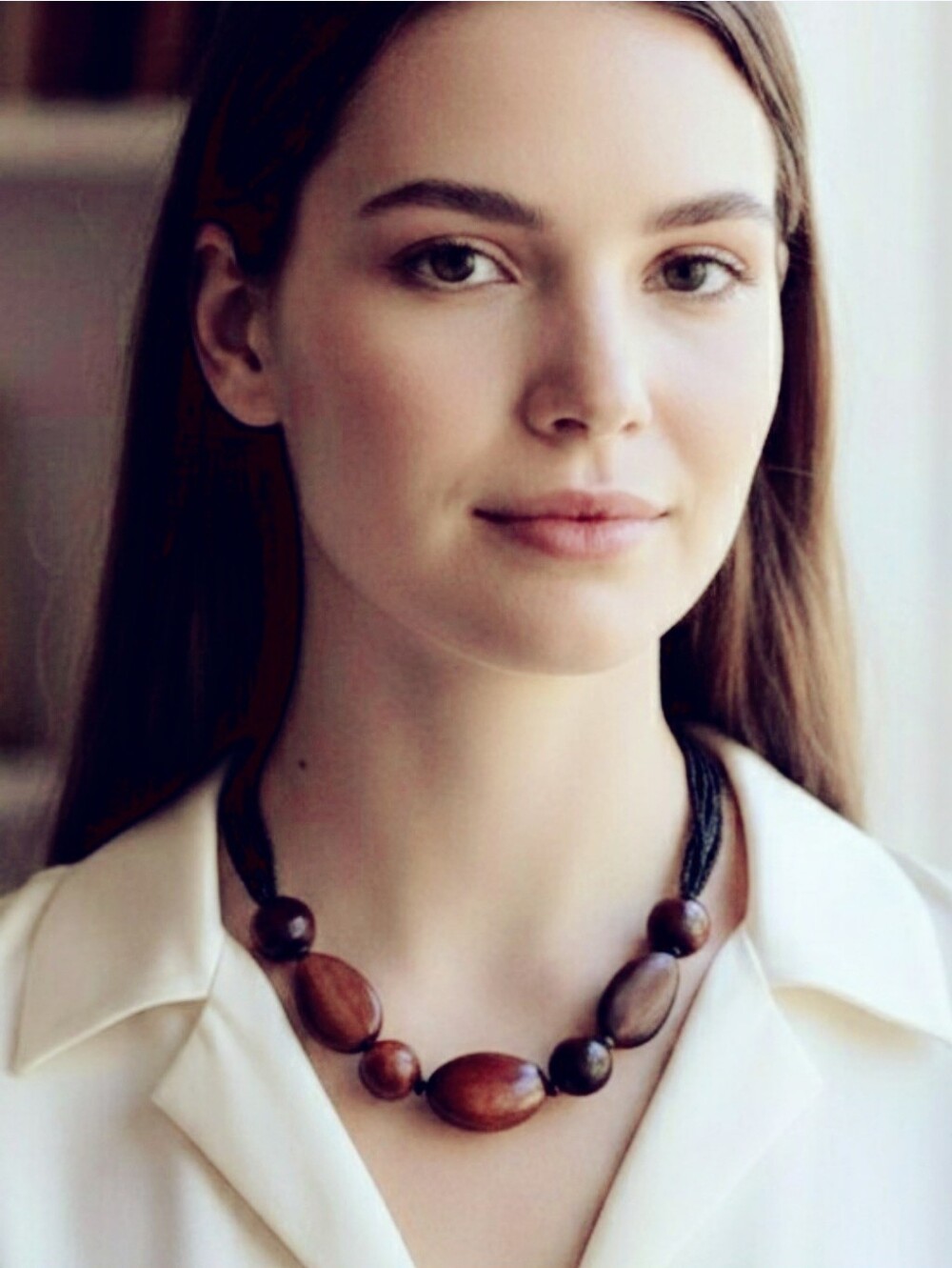 New Beautiful Elegant Brown Wooden Chunky Beaded Statement Necklace